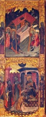 ușă; Iisus în slavă și Arh. Mihail ucigând demoni