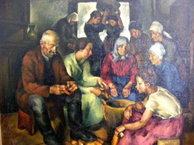 pictură - Nagy, Imre; Desfacerea porumbului