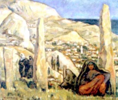pictură - Dărăscu, Nicolae; Cimitir tătărăsc la Balcic