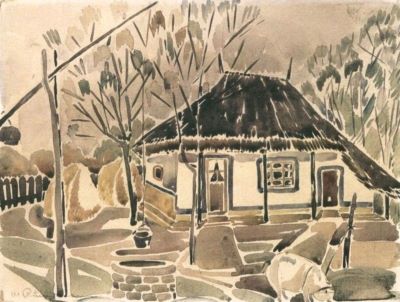 pictură - Râmniceanu, Merica; Peisaj cu casă de țară