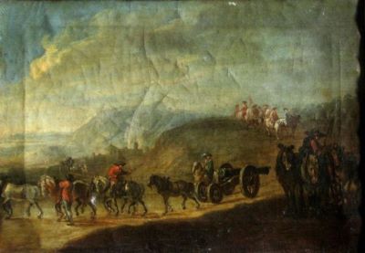 pictură; Peisaj cu artilerie pe colină ; pandant: Peisaj cu artilerie și cavalerie