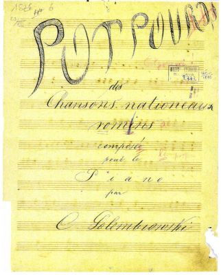 partitură - Porumbescu, Ciprian; Potpourri des Chansons Nationaux Roumains