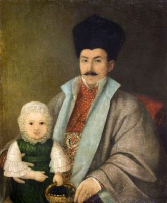 pictură de șevalet; Serdarul Barbu Prisicianu cu fiica