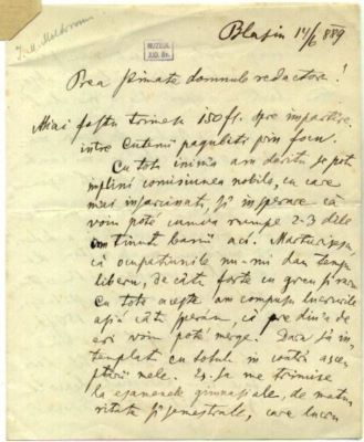 scrisoare - Moldovan, Ioan Micu; Moldovan Ioan Micu către Mureșianu Aurel