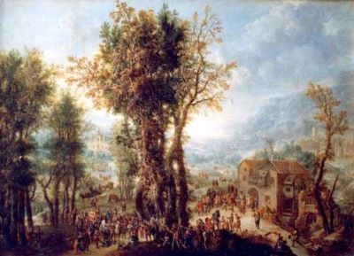 pictură - Alboni, Paolo; Petrecere populară lângă moară