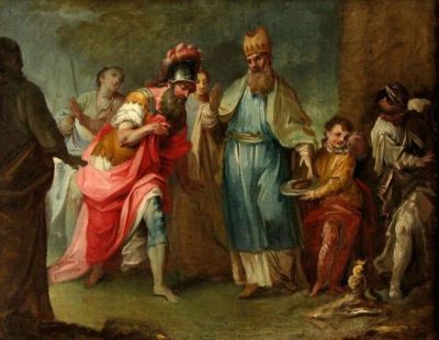 pictură; Saul uns rege de către Samuel