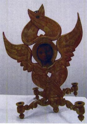 Candelabru; Icoană pe lemn: Serafim