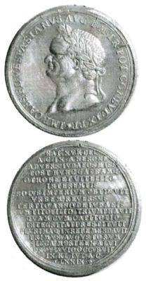 Medalie dedicată împăratului Vespasian