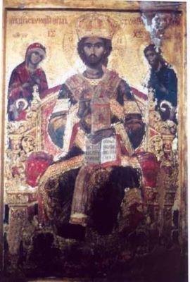 icoană; Deisis cu Iisus Mare Împărat și Mare Arhiereu
