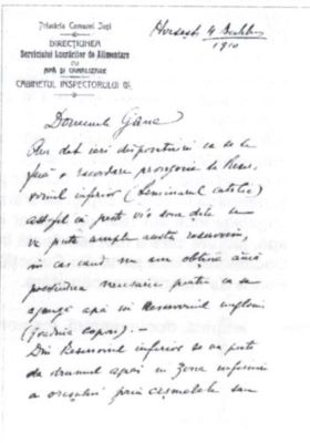Cantacuzino, G.M.; Scrisoare manuscris G.M. Cantacuzino (Horlești, 4 decembrie 1910) adresată lui N. Gane (primar lași)
