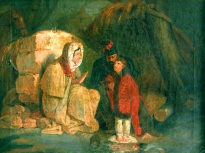 pictură - Toussaint, Charlet Nicholas; Femeie cu copil și un ostaș