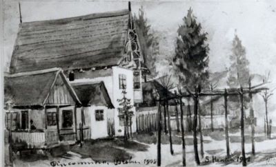 acuarelă - Henția, Sava; Vedere din comuna Brebu