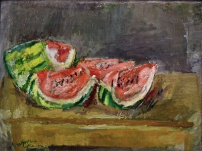 pictură de șevalet - Grigorescu, Lucian; Natură statică cu pepene verde