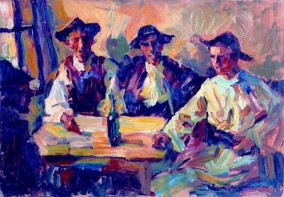 pictură de șevalet - Schweitzer-Cumpăna, Rudolf; Țărani la masă