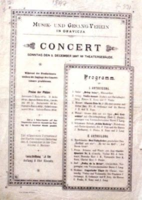 Tipografia Karl Wunder; Afiș cu program al concertului organizat de Reuniunea de Muzică și Cântări