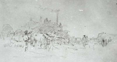 desen - Grigorescu, Nicolae; La treierat