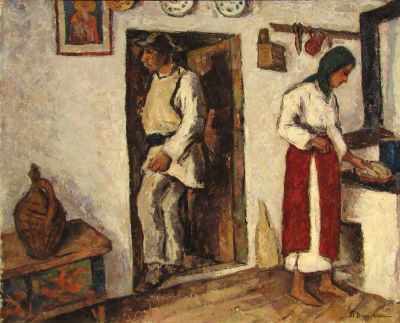 Pictură de șevalet - Dimitrescu, Ștefan; Interior țărănesc