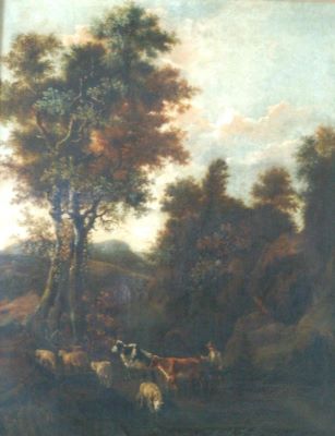 pictură - Moucheron, Frederik de; Păstor cu turma