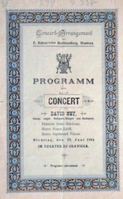 Tipografia C. Kehrer; Program de concert la Oravița susținut de David Key