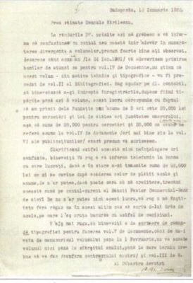scrisoare - Veress, Andrei; achitarea banilor pentru publicarea lucrărilor semnate de istoricul A. Veress