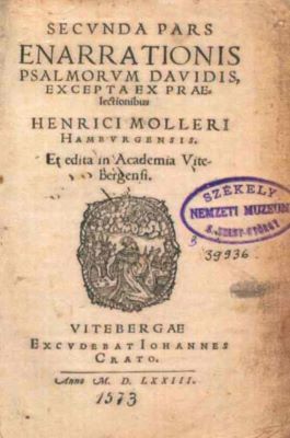 carte - Molleri Hamburgensis, Henrici; Enarrationis psalmorum Davidis... Secunda pars