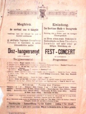 Tipografia Kehrernél; Invitație la concertul organizat de Reuniunea de Muzică și Cântări din Oravița Invitație la concertul organizat de Reuniunea  de Muzică și Cântări din Oravița