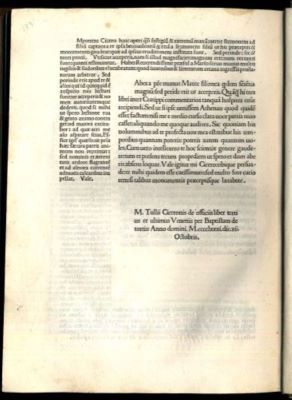 incunabul - Cicero, Marcus Tullius; De officiis. Cum commento Petri Marsi