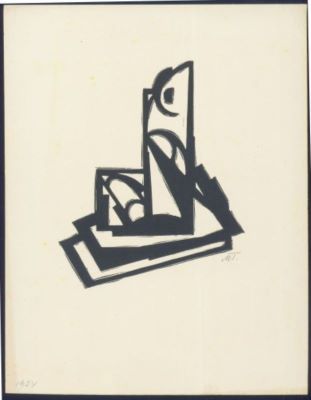 linogravură - Mattis-Teutsch, Hans; Compoziție abstractă
