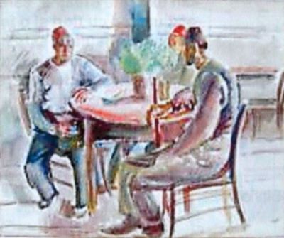 pictură - Iser, Iosif; Turci la cafenea