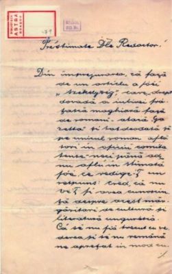 scrisoare - Pop, Andrei; Pop Andrei către Mureșianu Aurel