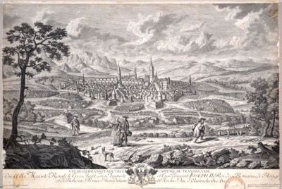 gravură - Wirsing, Adam Ludwig; (SC.); Schardi, Samuel; (IN.); Wirsing, Adam Ludwig; (EX.); Vedere a orașului Sibiu, capitala Transilvaniei