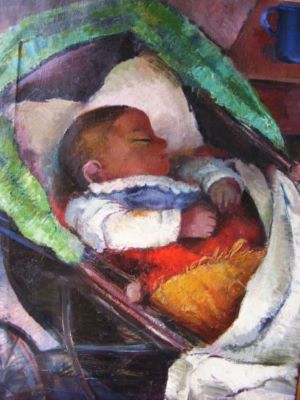 pictură - Csáki-Kopony, Grete; Copil în cărucior