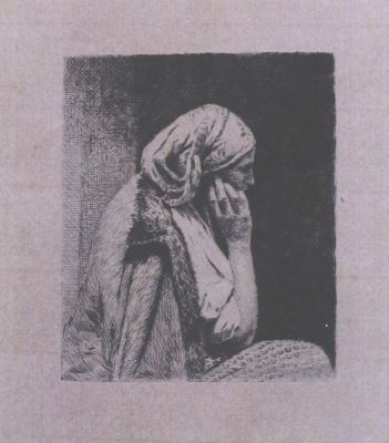 gravură - Aman, Theodor; Grija