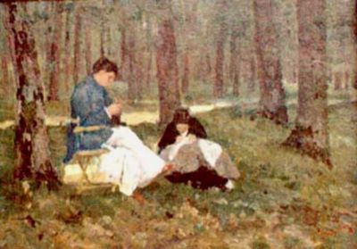 pictură - Andreescu, Ion; Cusătorese