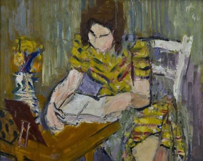 pictură de șevalet - Ciucurencu, Alexandru; Lectură – Femeie la masă