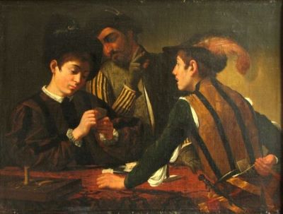 pictură - Caravaggio, Michelangelo Merisi (în registrul inventar: După Caravaggio); Trișorii
