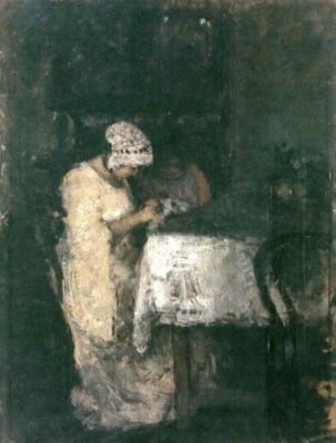 pictură - Delavrancea, Dona Niculina; Interior cu femei la masă