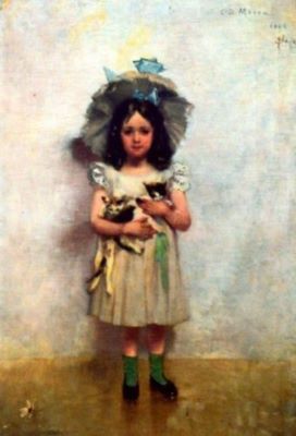 pictură - Demetrescu-Mirea, Gheorghe; Fetița cu pisici