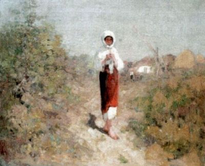 pictură - Grigorescu, Nicolae; Țărancă pe drum