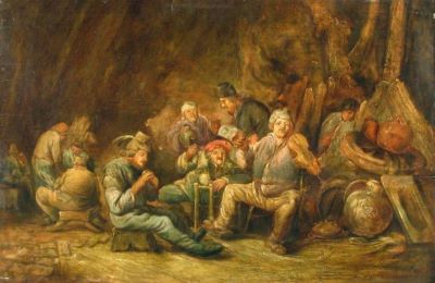 pictură - Cuyp, Benjamin Gerritsz; Interior de cârciumă cu țărani