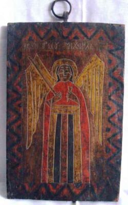 icoană pe lemn; Sfântul Arhanghel Mihail