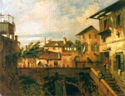 pictură - Canal, Giovanni Antonio, zis Canaletto (sau Guardi, Francesco); Peisaj citadin venețian