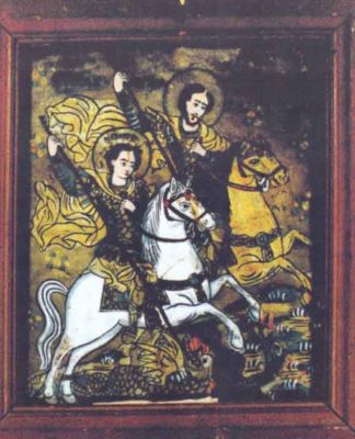 icoană pe sticlă - Poenaru; Sfântul Gheorghe