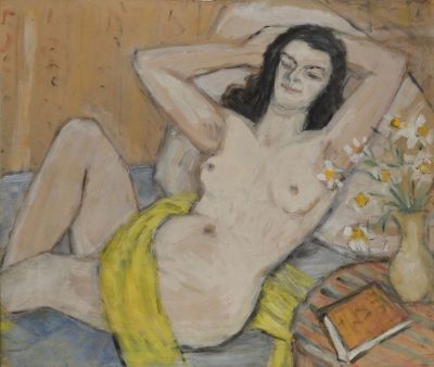 pictură de șevalet - Pallady, Theodor; Nud cu eșarfă galbenă