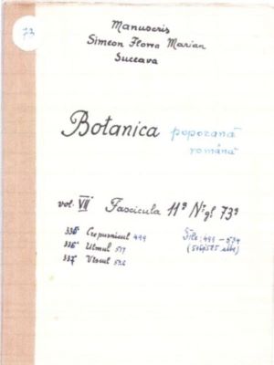 manuscris - Marian, Simion Florea; Botanică poporană: vol. VII, fascicola 11: specii: Crepusnicul, Ulmul, Vîscul