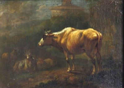 pictură; Peisaj cu vite ; pandant: Mică turmă în peisaj păduros