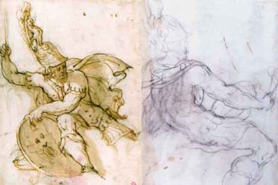 desen - Bernardino, India; Marte (față); Tors de războinic văzut din spate (verso)