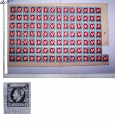 timbru - Poșta Română; Coală de timbre Carol I cu barbă 10 bani albastru