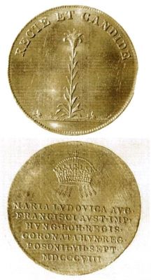 Medalie (jeton) dedicată încoronării Mariei Luisa ca regină a Ungariei