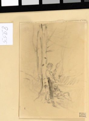 desen - Grigorescu, Nicolae; Femeie torcând